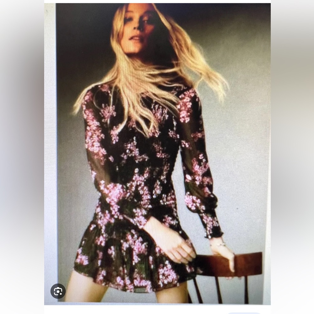 NWT! Misa Los Angeles Roisin Dress Black Pink Floral Small - Picture 2 of 6
